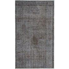Bespoky 158x270 cm Mavi Gri Eskitme Vintage Soyut Halı | Salon Yatak Odası Halısı | UNİQUE-19123