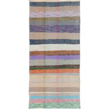 Bespoky 104x222 cm Bej Çizgili Bohem Halı | Salon Yatak Odası Halısı | UNİQUE-31855