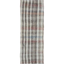 Bespoky 85x230 cm Pembe Krem Çizgili Kilim Halı | Mutfak Koridor Halısı | UNİQUE-32494