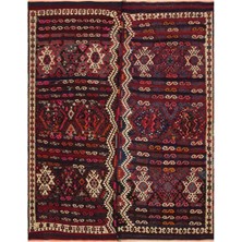 Iskece Kırmızı Eskitme Yün Modern Desenli Yün Hav Toz Vermez Leke Tutmayan Salon Yolluk Mutfak El Dokuma Halı