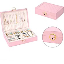 GMN10 Kilitlenebilir Anahtarlı Lüks Mücevher-Takı Saklama Kutusu Büyük Boy Çoklu Takı Organizeri