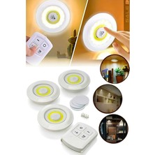 Uzaktan Kumandalı 3 Lü Spot LED Lamba Kablosuz Pilli Işıldak Dolap Işığı Mutfak Rafı Işığı
