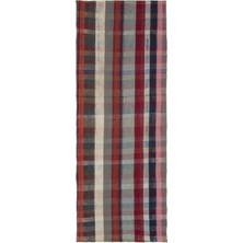 Bespoky 100x270 cm Bej Kırmızı Çizgili Bohem Geometrik Halı | Mutfak Yolluk Halısı | UNİQUE-31998