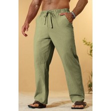 Ghassy Co. Erkek  Cotton Muslin Keten Karışım Rahat Ultra Hafif Ev Içi/dışı Keten Pantolon