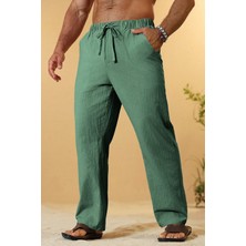Ghassy Co. Erkek  Cotton Muslin Keten Karışım Rahat Ultra Hafif Ev Içi/dışı Keten Pantolon