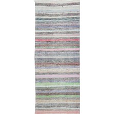 Bespoky 134x340 cm Kahverengi Çok Renkli Çizgili Bohem Soyut Halı | Salon Yatak Odası Halısı | UNİQUE-32212