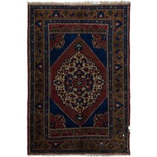 Bespoky 153x224 cm Bej Koyu mavi Madalyonlu Geleneksel Çiçekli ve geometrik Halı | Salon Yatak Odası Halısı | UNİQUE-31652