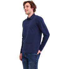 Kinetix MB SN329 Ukol Polo 5pr Lacivert Erkek Uzun Kol T-Shirt