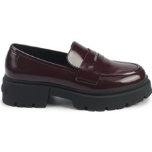 Kadın Nine West Fernando 5pr Bordo Loafer Düz Tabanlı Suni Deri Ayakkabı ile Şıklık