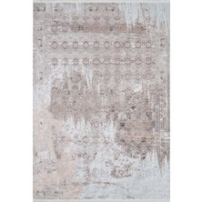 Bespoky Sahrıza Bej Göbekli Etnik Modern Desenli Makinada Yıkanabilir Hav Toz Vermez Leke Tutmayan Kaymaz Taban Dijital Makine Baskı Salon Yolluk Mutfak Halı