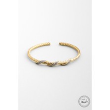 So CHIC İtalyan Aura 18 Ayar Sarı Altın Kaplama Gümüş Kelepçe Bileklik