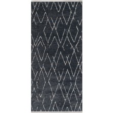 Bespoky 100x500 cm Siyah Yıkanabilir Halı | Mutfak Yolluk Halısı | Leke Tutmayan, Kaymaz | LENDA-LD006A