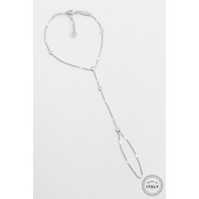 Italyan Minimal 18 Ayar Beyaz Altın Kaplama 19 cm Gümüş Şahmeran