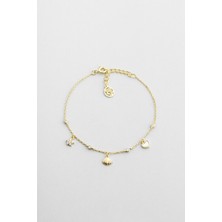 Yaz Ikonları 18 Ayar Sarı Altın Kaplama 19 cm Gümüş Bileklik