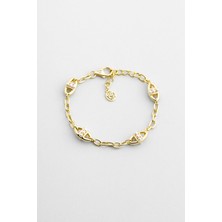 So CHIC Audrey 18 Ayar Sarı Altın Kaplama 19 Cm Gümüş Zincir Bileklik