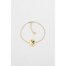 Serenat Kuşu 18 Ayar Sarı Altın Kaplama 19 cm Gümüş Bileklik