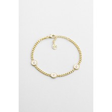 Charlotte 18 Ayar Sarı Altın Kaplama 19 cm Gümüş Zincir Bileklik