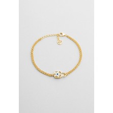 Şans Yıldızı 18 Ayar Sarı Altın Kaplama 19 cm Gümüş Bileklik