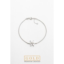 Beyaz Altın Sertifikalı Premium Created Taşlı Çiçek Figürlü 20 cm Bileklik