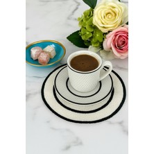 Arancione Co. Siyah Detaylı Çift Yuvarlak 6'lı Kokteyl Peçete