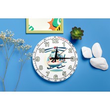 Sevimli Helikopter Karakterli Sessiz Mekanizma Duvar Saati – Çocuk Odası Dekoratif