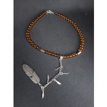 Mryart Saydam Cam Boncuklu ve Metal Detaylı Y Kolye