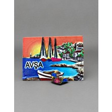Avşa Temalı Kabartma Polyester Magnet. 8,5cm x 6 Cm.