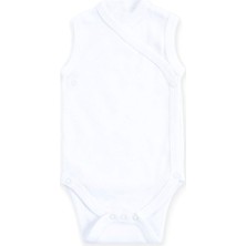 Pamuklu Prematüre Bebek Body Kolsuz Kruvaze Beyaz Zıbın