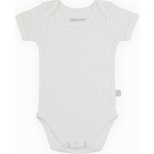 Boumini Pamuklu Bebek Kısa Kollu Çıtçıtlı Body Krem Çizgili Zarf Yaka 0-36 ay