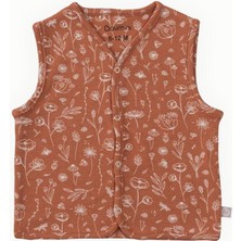 Boumini Bebek Yelek Çift Taraflı Bahar Çiçekli Kiremit