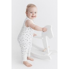 Boumini Kolsuz Uzun Bacaklı Çıtçıtlı Bebek Tulum Yıldız Tozu Beyaz