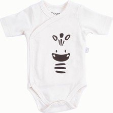 Boumini Pamuklu Bebek Kruvaze Kısa Kollu Body Ekru Zürafa