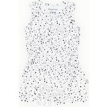 Boumini Kolsuz Beli Lastikli Şort Tulum Salopet Yıldız Tozu Beyaz