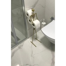 Dekoratif Tuvalet Kağıdı Askısı Insan Figürlü Minimalist Tuvalet Kağıtlığı Yedekli Banyo Toparlayıcı