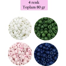 Marsilyan Dökme Cam Kum Boncuk Büyük Boy (6/0) 4 mm - 4 Renk - Toplam 80 Gram - BNC408