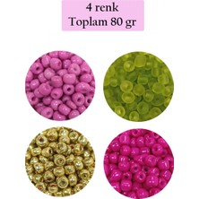 Marsilyan Dökme Cam Kum Boncuk Büyük Boy (6/0) 4 mm - 4 Renk - Toplam 80 Gram - BNC412