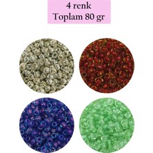 Marsilyan Dökme Cam Kum Boncuk (8/0) 3 mm - 4 Renk - Toplam 80 Gram - BNC417