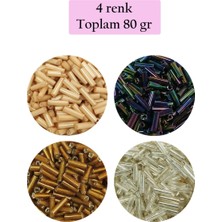 Marsilyan Uzun Boru Kesme Boncuk Çap 2mm Uzunluk 10 mm - 4 Renk - Toplam 80 Gram - BNC427