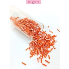 Marsilyan Uzun Boru Kesme Boncuk Çap 2mm Uzunluk 10 mm - 60 Gram - Turuncu Beyaz - BNC294