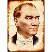 Mustafa Kemal Atatürk Tasarım Ahşap Tablo 70CMX 100CM