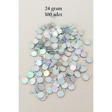 Oya Abiye Bileklik Kolye Pleksi Metalik Plastik Pul Gümüş Renk 24 Gram 300 Adet - BNC578
