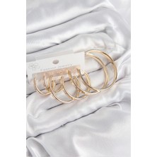 Pirinç Halka Model Gold Renk Kadın Set Küpe