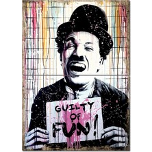 Charlie Chapline ve Eğlence Dekoratif Mdf Tablo 70CMX 100CM