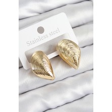 Pirinç Istiridye Model Gold Renk Kadın Küpe