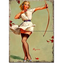 Ok Atan Pin Up Kızı Desenli Mdf Tablo 70CMX 100CM