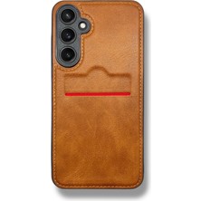Samsung Galaxy S24 Fe Kartlıklı Rich Boss Lüx Deri Kılıf Açık Kahve