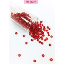 Marsilyan Dökme Cam Kum Boncuk Büyük Boy (6/0) 4 mm - 60 Gram - Şeffaf Kırmızı - BNC115