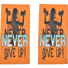 Baskılı Antreman Fitness Sporcu Havlusu, Boks Pilates Gym Tenis Ter Havlusu 45X100 cm (2 Adet, V5 - Never Give Up - Sarı)