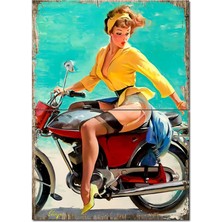 Motosiklet ve Kadın Model Mdf Tablo 70CMX 100CM