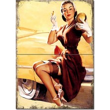 Jartiyer Çoraplı Kadın Hediyelik Ahşap Tablo 70CMX 100CM